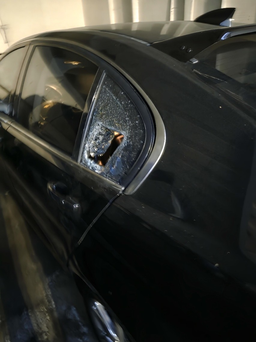 Broken Window from Thwarted Theft Attempt of an Chevy SS Holden Commodore